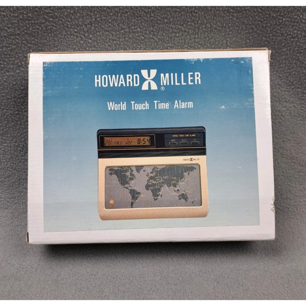 New Howard Miller Alarm Desk Clock World Touch Time 621229 Vintage Batt Op NIB